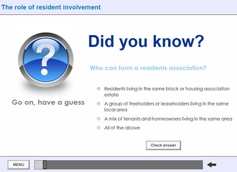 Resident Involvement Online training Screenshot 2