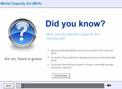 An Introduction to the Mental Capacity Act and Deprivation of Liberty Safeguards Online Training - screen shot2