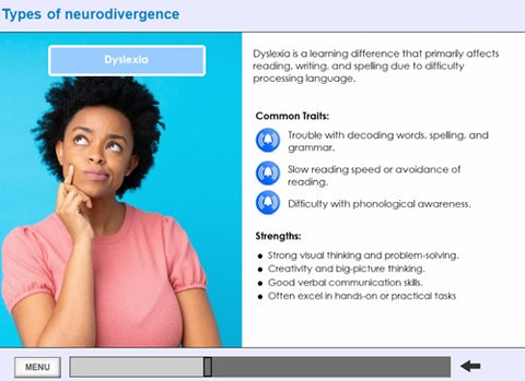 Educational graphic about dyslexia with a person thinking and text details.