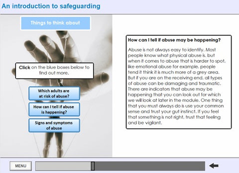 Educational slide about safeguarding with text and hand illustration.