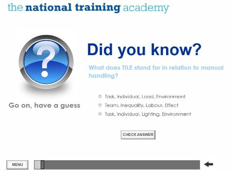 Manual Handling Online Training screen shot 2