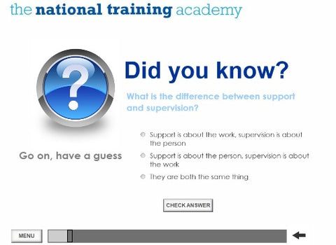 Support and Supervision of Staff Online Training screen shot 2