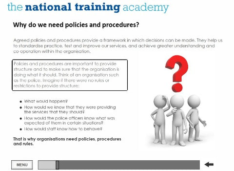 Developing safeguarding policies and procedures online training screen shot 5